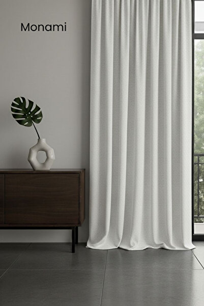 Monami Luxury First-Class Honeycomb Velvet Textured White Island Floor Curtain
