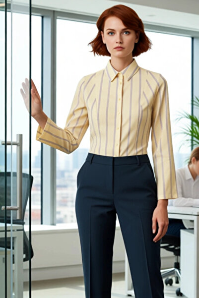 PayBuy Women's Striped Waist Adjustable Shirt Functional Durable Quality Comfortable Aesthetic Stylish