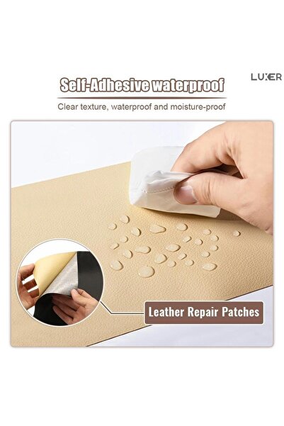 LUXER Self-adhesive Eco-leather Film for Sofa, Chair, Car Reconditioning, 138x50 cm, Light Cream