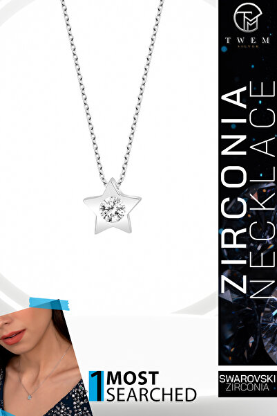 Twem Silver قلادة نجمة من حجر الزركونيا من سواروفسكي |   مشرق ومُلهم