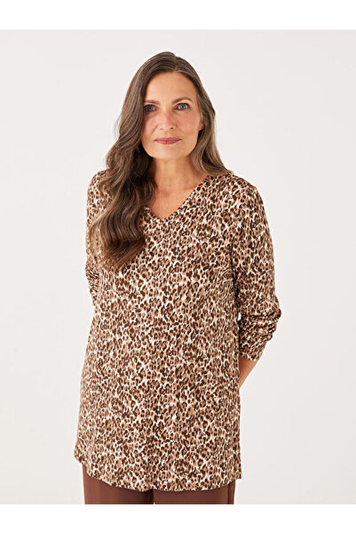 LC Waikiki V-Neck Patterned Long Sleeve Women's Tunic