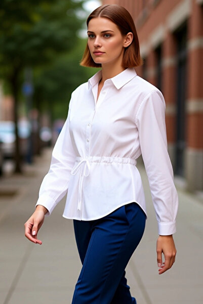 PayBuy Cămașă din poplin cu mâneci lungi croială pentru femei, cu detaliu în ...