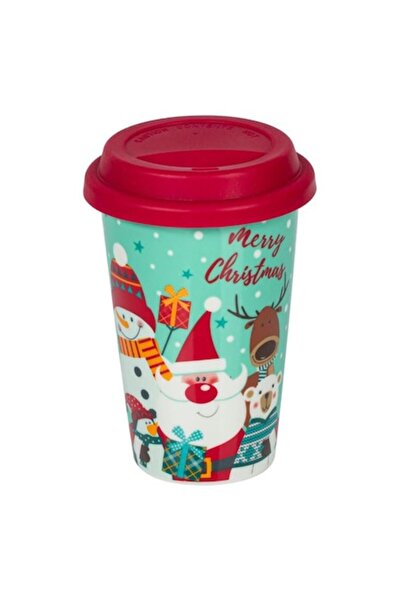 OEM Ceașcă de cafea cu design de Crăciun, capac din silicon, ceramică, 400 ml