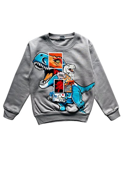 YUMİYUMM 4-10 Years Old Boys' Two-Thread Sh Fleece-Lined Dinosaur B Printed Bottom-Top Suit