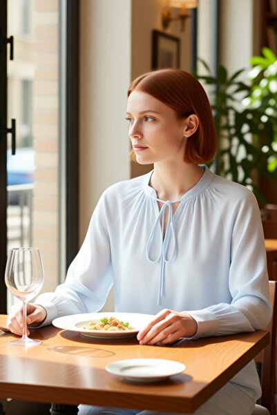 PayBuy Women's Lace-Up High Neck Long Sleeve Cotton Blouse Relaxed Fit Timeless Design Offering Everyday Elegance