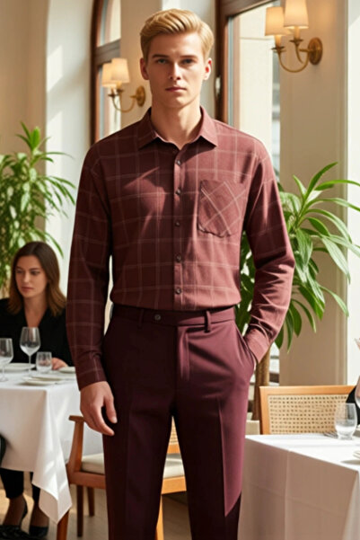 PayBuy Men's Classic Fit Single Pocket Long Sleeve Lumberjack Shirt Square Pattern Flannel Fabric Functional