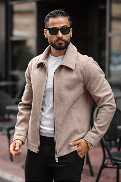 BASEL.CO Ανδρικό μπουφάν με διπλό φερμουάρ με λεπτομέρεια βασικής κασέ - στυλ Old Money