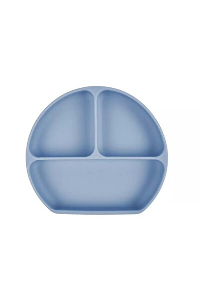 Generic طبق سيليكون 3 فواصل مع غطاء لتدريب الطفل على الأكل – أزرق ترابي
