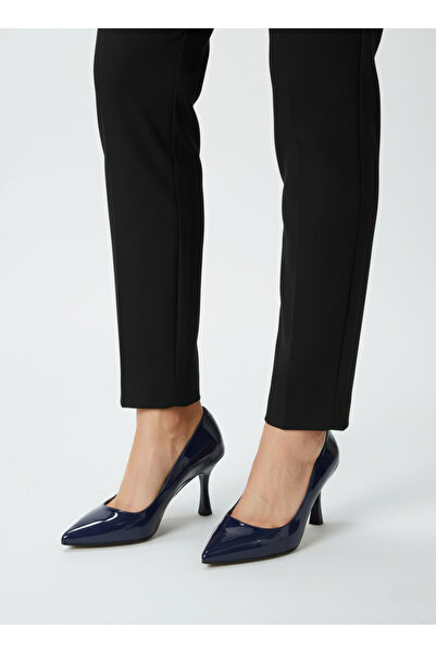 Catelyn Women's Navy Blue Patent Leather Pointed Toe Stiletto High Thin Heel Shoes