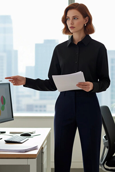 PayBuy Women's Plain Oversized Cotton Long Sleeve Shirt Offers Elegance with Button Detail on the Back Functional