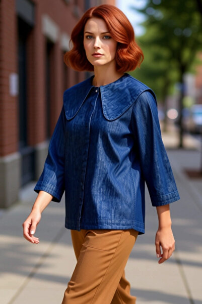 PayBuy Women's Baby Collar Plain Denim Shirt Functional Durable Quality Comfortable Aesthetic Premium Stylish