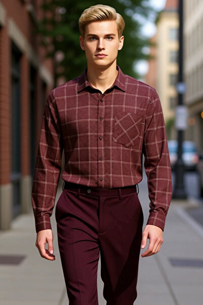 PayBuy Men's Classic Fit Single Pocket Long Sleeve Lumberjack Shirt Square Pattern Flannel Fabric Functional