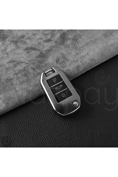 Alazpay غطاء مفتاح سيارة بيجو 208 301 307 308 508 2008 3008 بارتنر تيتان رماد...