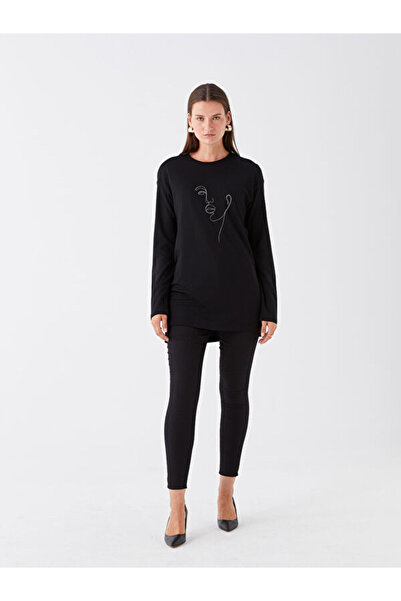 LC Waikiki Crew Neck Printed Long Sleeve Women's Tunic