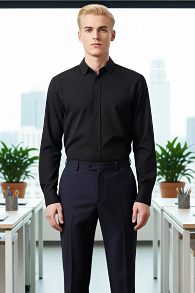 PayBuy Men's Textured Slim Fit Long Sleeve Shirt a Stylish Choice Offering Modern Style and Comfort Together Sports