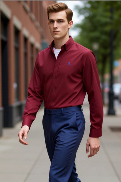 PayBuy Men's Oxford Woven Embroidered Shirt Functional Durable Quality Comfortable Aesthetic Premium