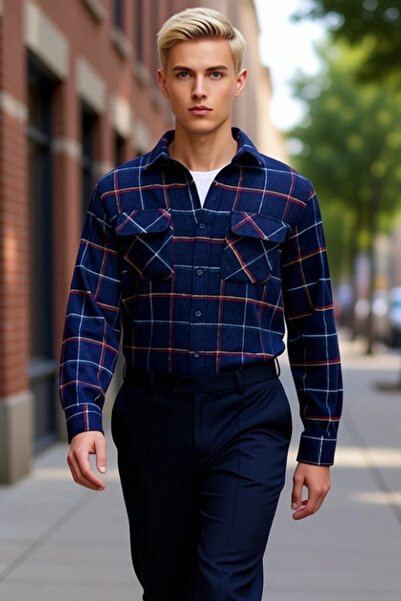 PayBuy Чоловіча сорочка Regular Fit з довгими рукавами, двома кишенями та картатим візерунком. Зимова сорочка для щоденного носіння. Стильна.