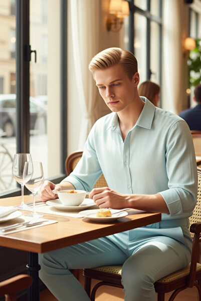 PayBuy Men's Linen Textured Long Sleeve Relaxed Fit Shirt Offers Summer Elegance and Modern Choice Offering Everyday Comfort