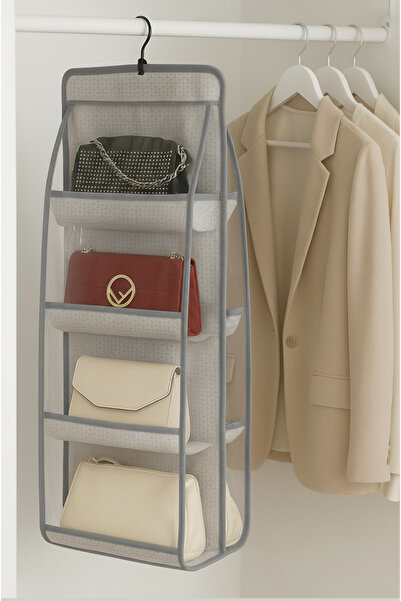 EVSELLA 8 Cepli Dolap İçi Düzenleyici Askılı Çanta Saklama Organizeri Beyaz