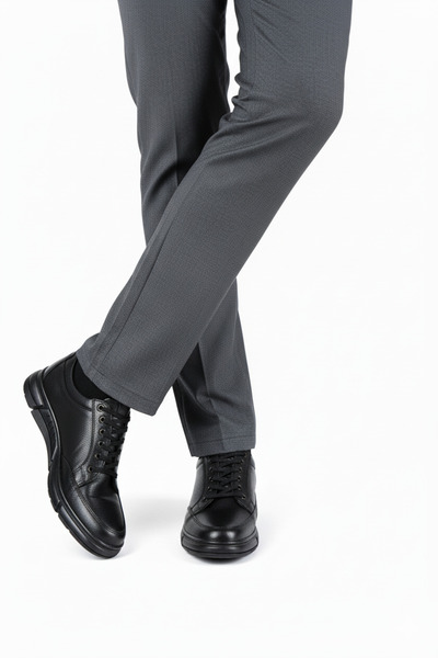 Wallerjon Men's Genuine Leather Orthopedic Rubber Non-Slip Sole Comfortable Casual Shoes