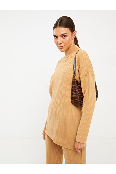 LC Waikiki Half Turtleneck Striped Long Sleeve Women's Knitwear Tunic