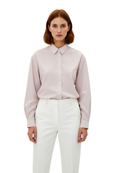 PayBuy Women's Striped Woven Shirt Relaxed Fit Basic Top Offering Everyday Elegance Essential for Your Wardrobe