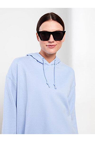LC Waikiki Hooded Plain Long Sleeve Oversize Women's Sweatshirt Tunic