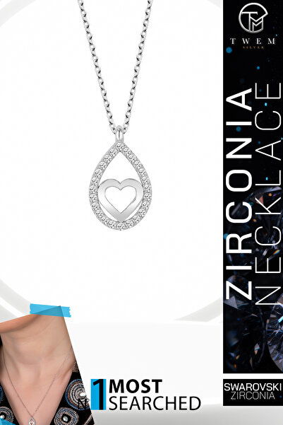 Twem Silver قلادة على شكل قلب من الزركونيا من سواروفسكي |   الاتحاد العاطفي