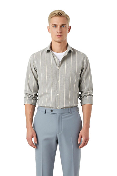 PayBuy Чоловіча сорочка в смужку, regular fit, з ефектом льону, функціональна, міцна, якісна, зручна, стильна