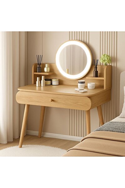 Lapiri 1.sınıf Premium Kalite %100 Mdf Aynalı Led Işıklı Makyaj Masası (MM1006B)