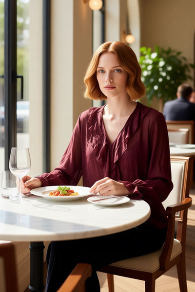 PayBuy Women's Wrinkled Look Chiffon Blouse V-Neck Long Sleeve Casual Stylish Shirt Design Functional