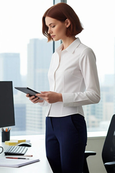 PayBuy Women's Stylish Modern Cut Long Sleeve Solid Color Shirt Suitable for Office and Daily Wear Functional