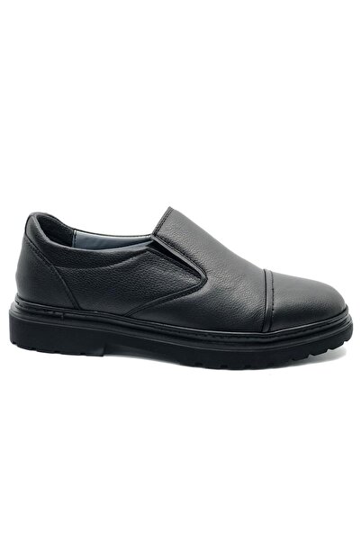 KOCAMANLAR 03 Genuine Leather Orthopedic Men's Casual Shoes Black