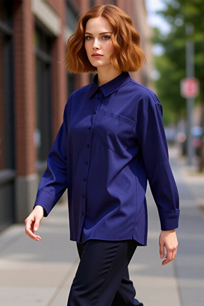 PayBuy Women's Plus Size Modal Woven Soft Tuşe Comfortable Cut Long Sleeve Striped Shirt Quality