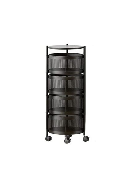 OEMN Raft metalic, rotund, universal, cu 4 niveluri, negru, 34 cm x 75 cm x 30 cm