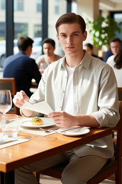 PayBuy Men's Oversized Fit Woven Linen Look Shirt Collar Long Sleeve Shirt Casual Elegance Stylish