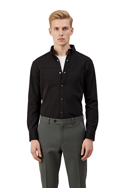PayBuy Men's Regular Fit Textured Long Sleeve Shirt Offers Everyday Elegance and All-Day Functionality