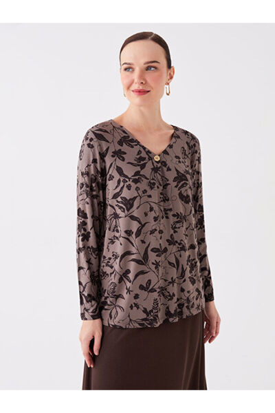 LC Waikiki V-Neck Printed Women's Tunic