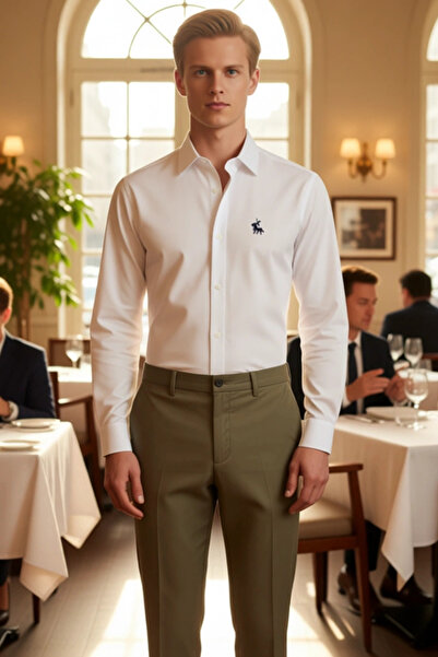 PayBuy Men's Oxford Woven Embroidered Shirt Functional Durable Quality Comfortable Aesthetic Premium