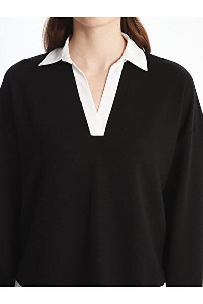 LC Waikiki Shirt Collar Plain Long Sleeve Oversize Women's Tunic