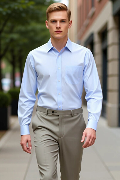 PayBuy Ανδρικό πουκάμισο με μακρυμάνικο ύφασμα Oxford με κανονική εφαρμογή μο...