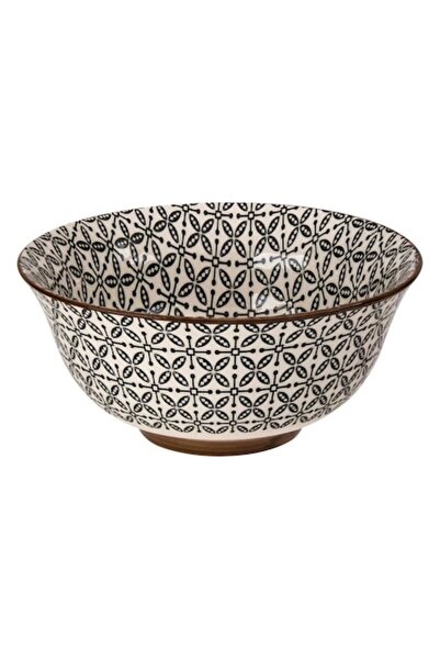 OEM Beige ceramic bowl with black pattern, 500 ml