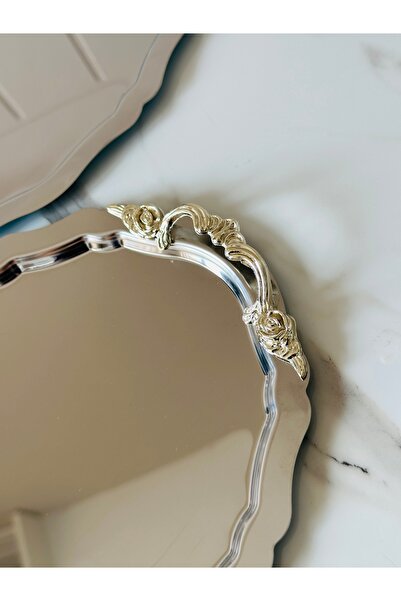 Melinda Lunea 2-Piece Oval Presentation Serving Tray with Silver Handles (20X25Cm)