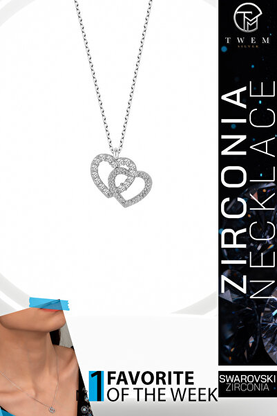 Twem Silver قلادة على شكل قلب مرصعة بحجر الزركونيا من سواروفسكي |   تألق الحب