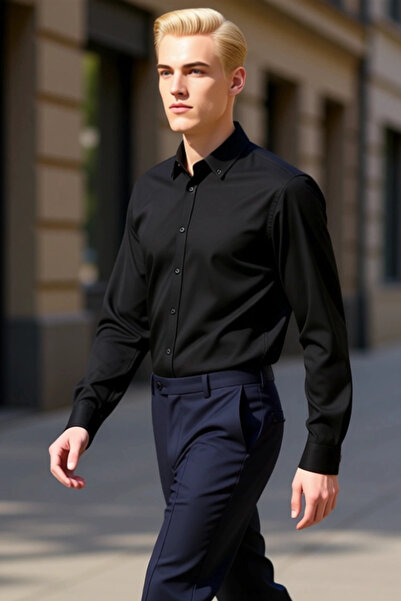 PayBuy Men's Textured Slim Fit Long Sleeve Shirt a Stylish Choice Offering Modern Style and Comfort Together Sports