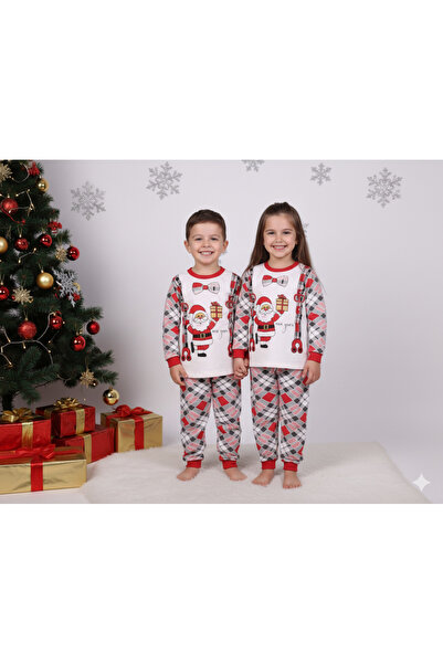 Masal Dünyası Bursa New Year / Christmas Patterned Baby / Child Unisex Model Pajama Set