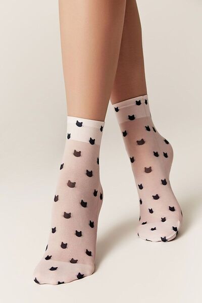 Conte Elegant Funny 1/2 socks with «Kittens» print, Conte Fantasy 263 - Light...