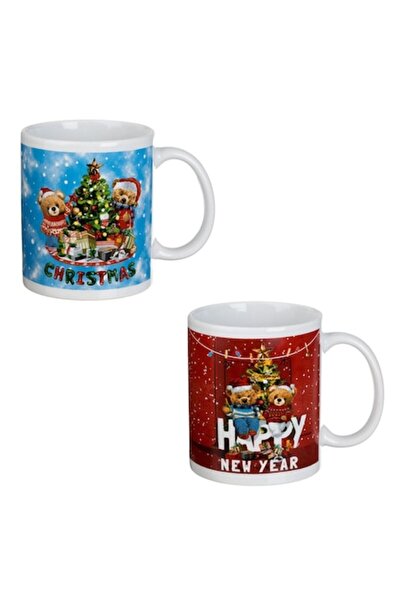OEM Christmas Ceramic Mug Set with Teddy Bears 330ml - 2 pcs