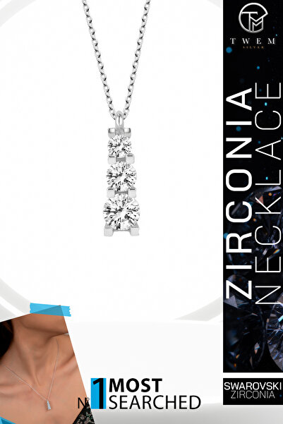 Twem Silver قلادة من الزركونيا من سواروسكي مكونة من ثلاث حبات من الزركونيا |   روابط العائلة