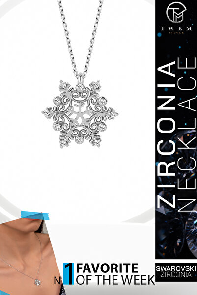 Twem Silver قلادة ندفة الثلج من الزركونيا من سواروفسكي |   سحر الشتاء